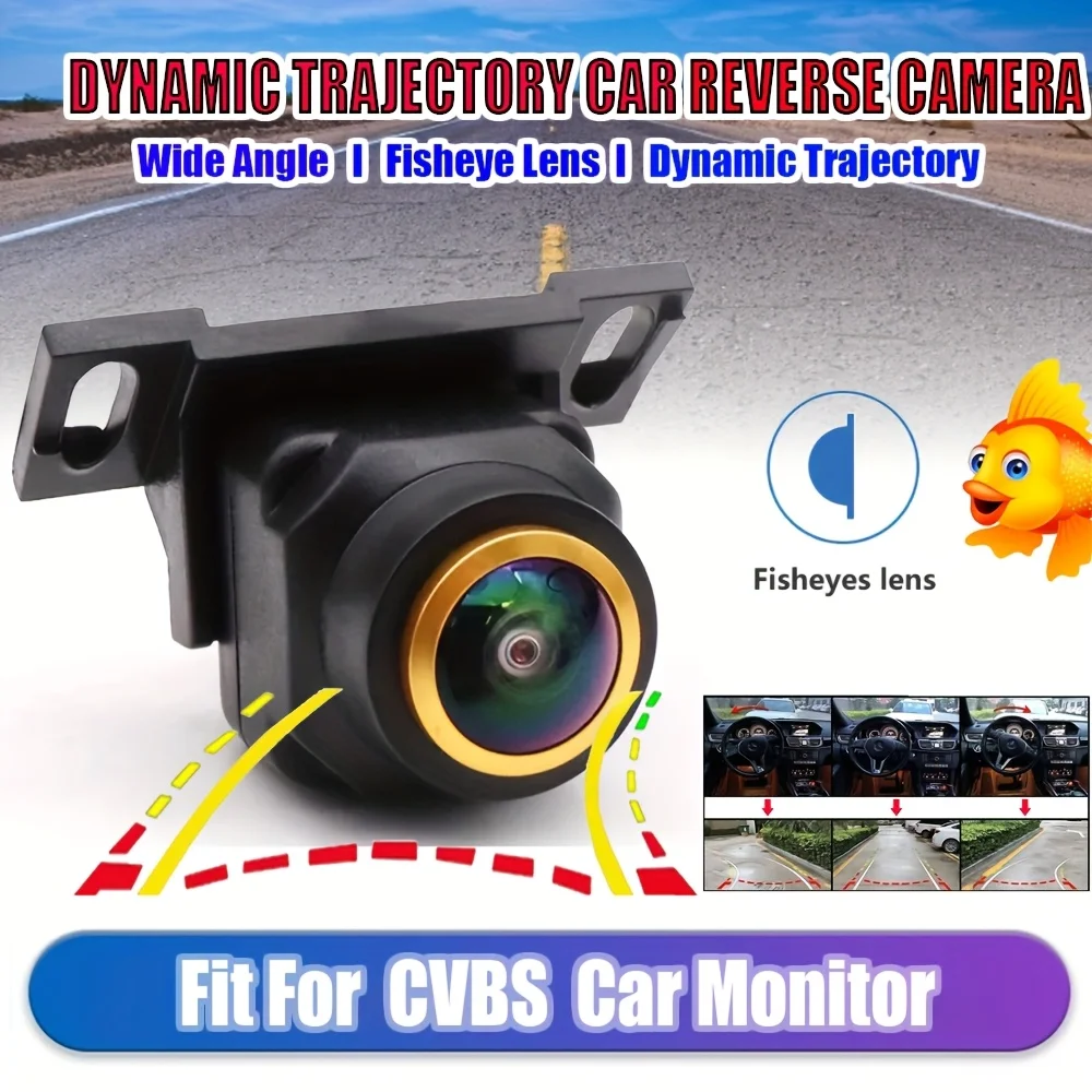 

[Dynamic Trajectory] Wide Angle Car Backup Camera 170° Fisheye Lens Reverse Parking Universal Fit for CVBS Car Monitor System