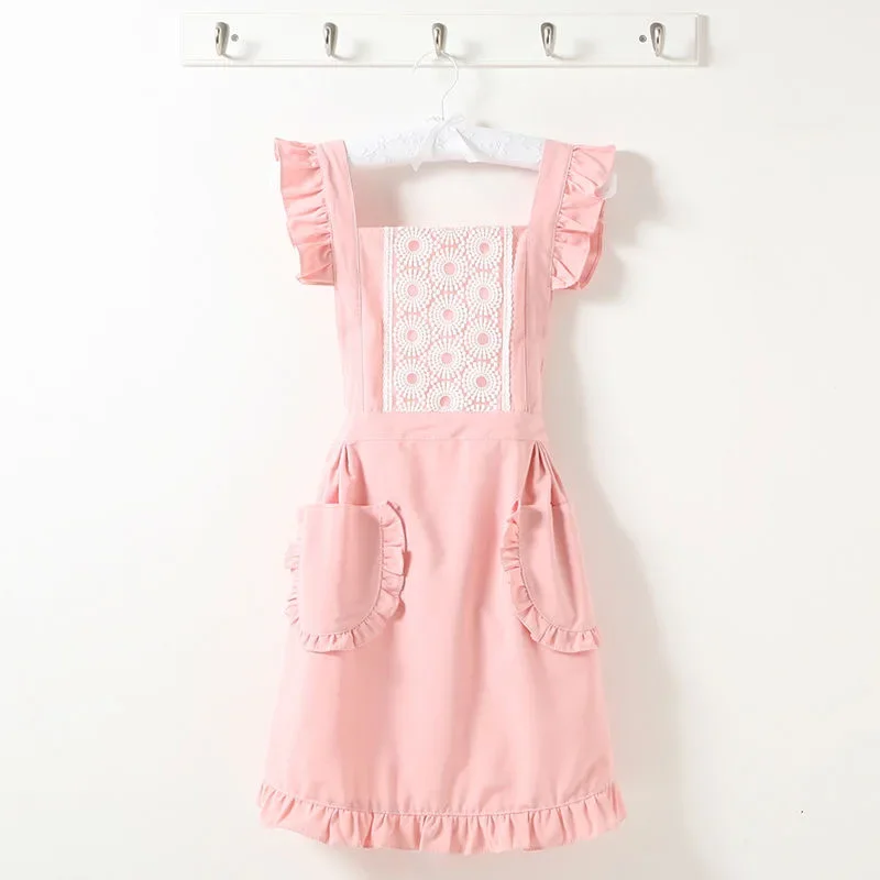 

Sleeved apron anti-fouling and oil apron High-end Cooking Apron Female Thin Cute Princess Kitchen Aprons Home Work Clothes