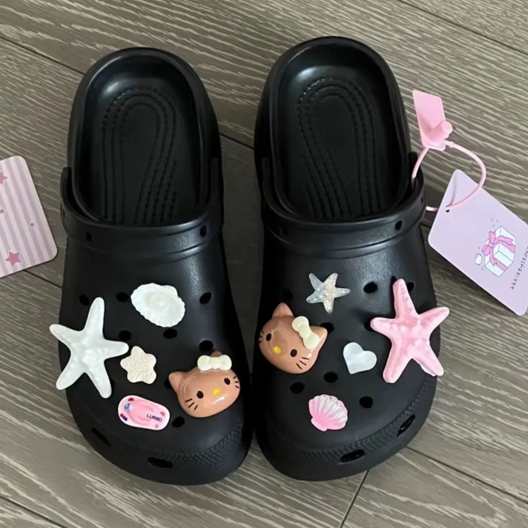 New Summer Hell Kitty Shoes Charms Jibbitz Artificial Starfish Shell DIY Detachable Vacation Decorations For Sandals Party Gifts