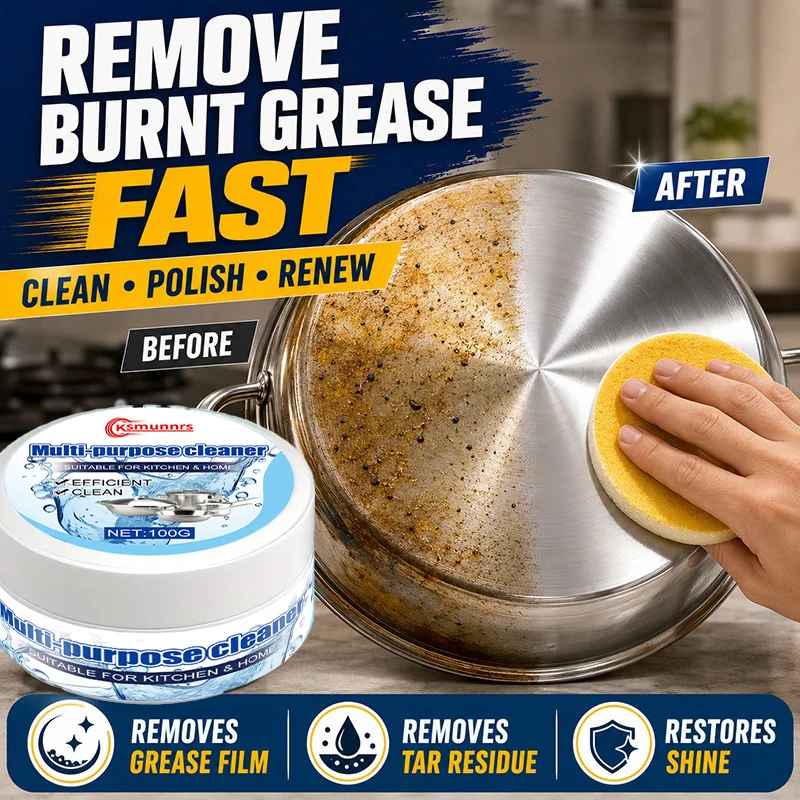 Grease Cleaning Paste for Metal Cookware - Quick And Efficient Tar Residue Remover - All-Purpose Cookware Cleaner