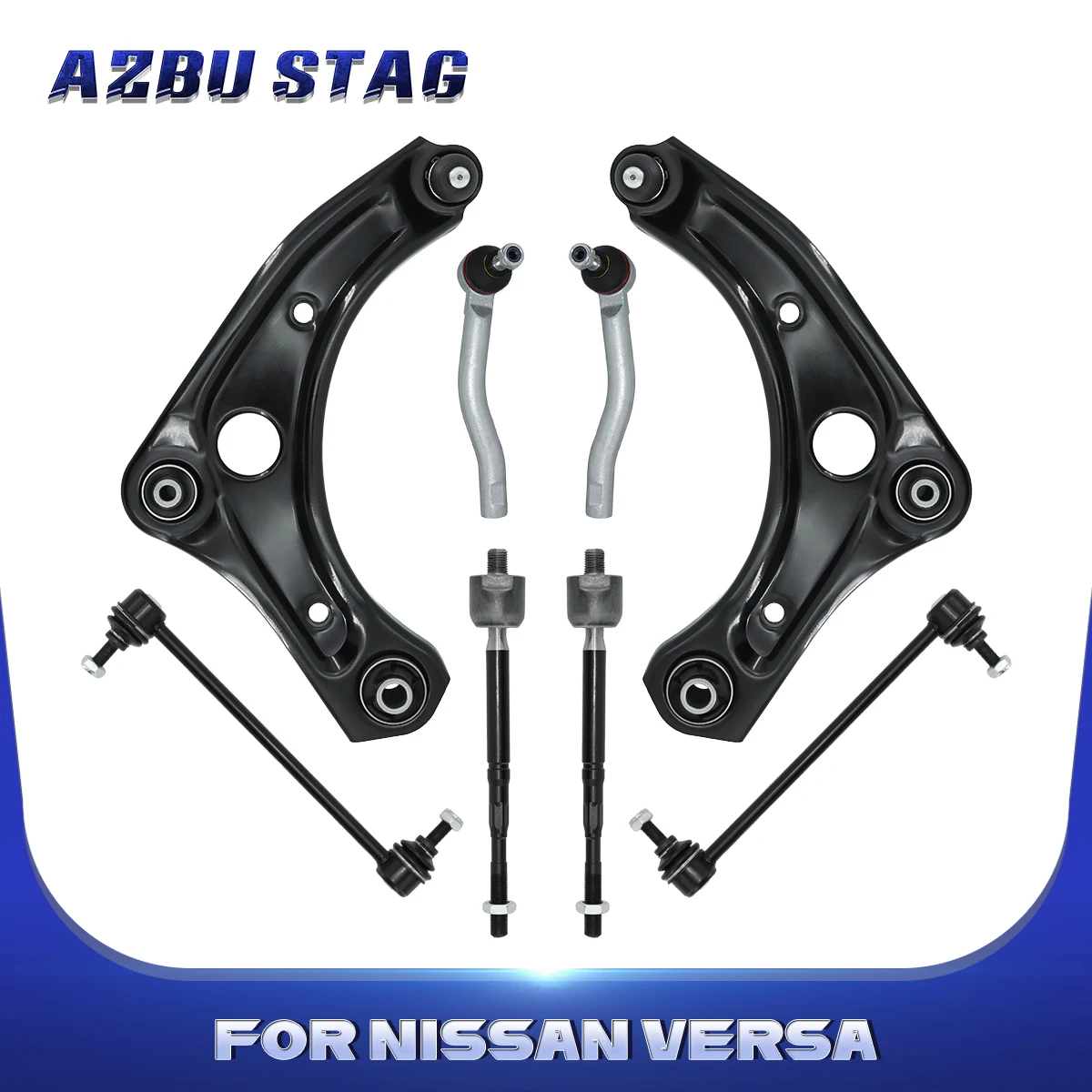 

AzbuStag 8Pcs Front Lower Control Arm Sway Bar Link Suspension Kit for Nissan Versa Micra 2012 2013 2014 2015-2019 4521154L21