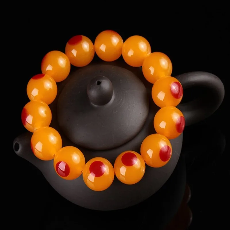 New red polka dot chanterelle yellow bird head Buddha beads hand string prayer beads jewelry men's women