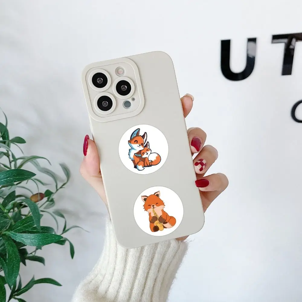 Cute Fox Stickers Self Adhesive Round Cartoon Fox Sticker Roll Creative Reward Stickers for Party Decorations,Envelopes Card