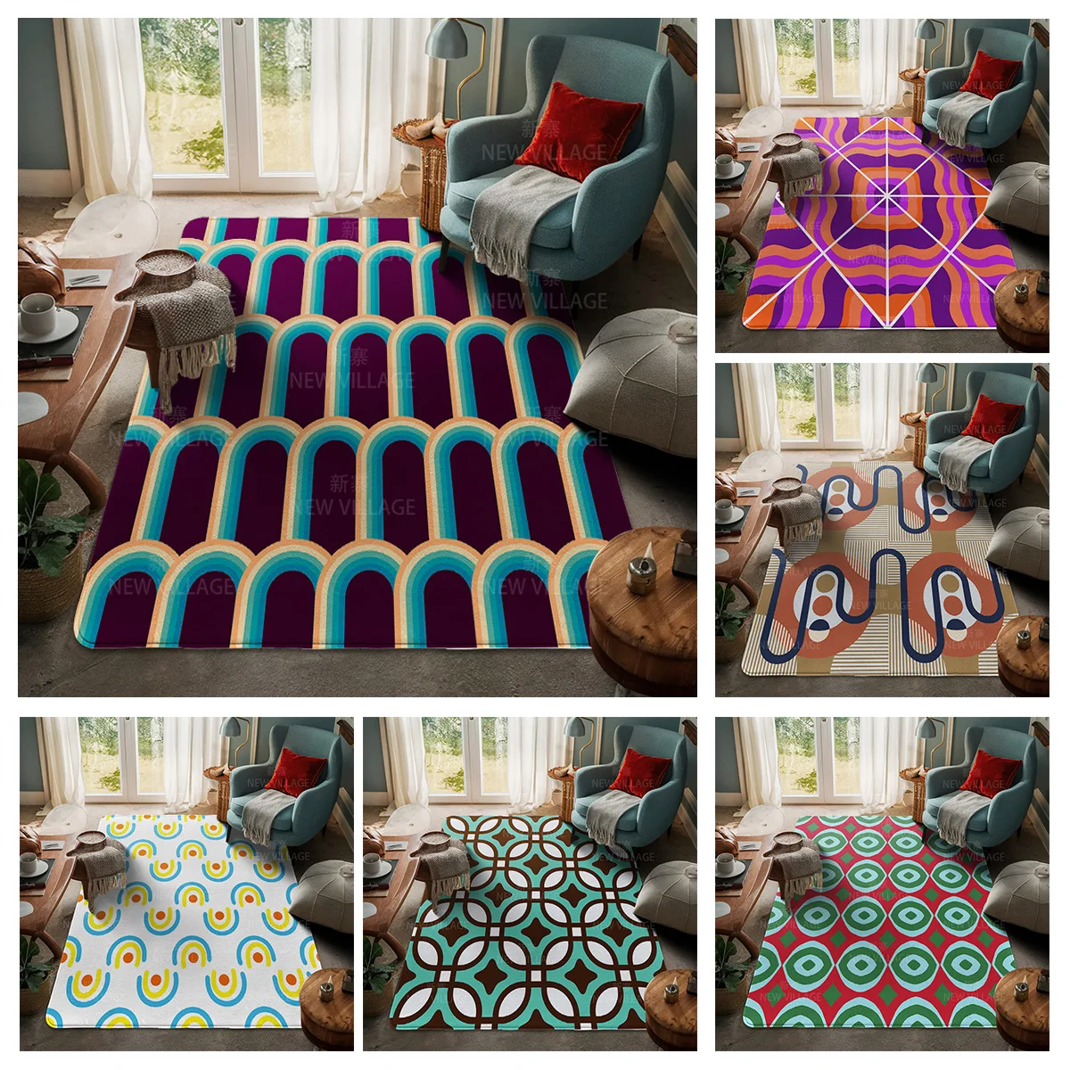 

House entrance carpet Home door mat Living Room Bath Foot decoration non-slip rugs Modern geometric pattern nordic simple boho