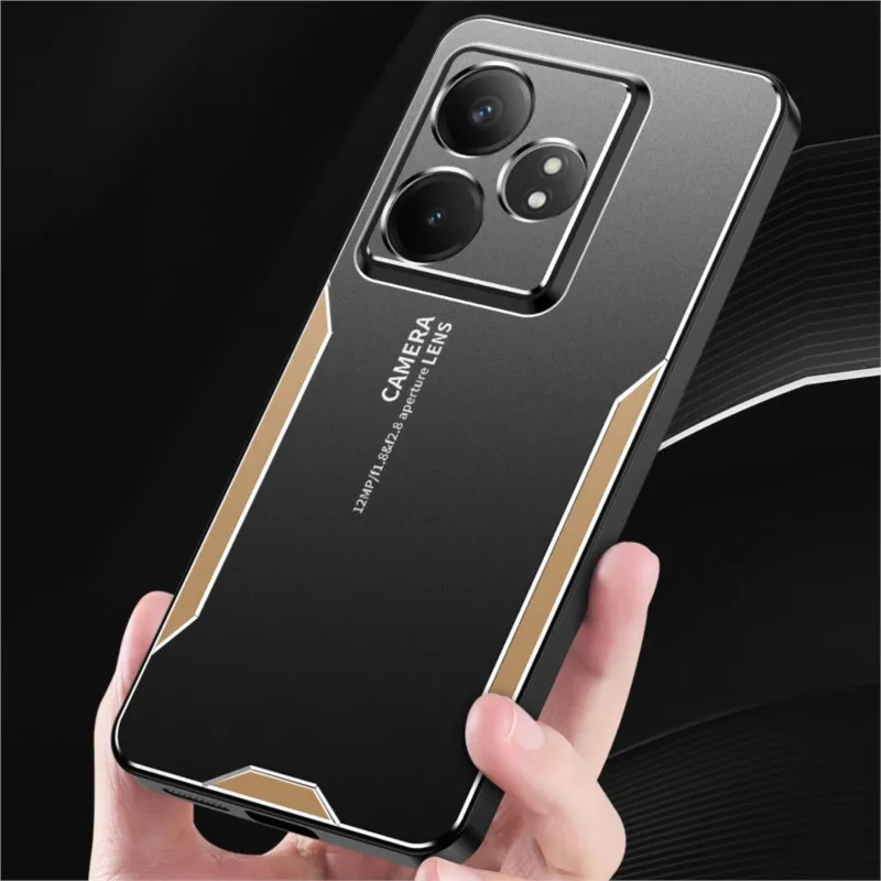 For Realme GT6 International Version Case Metal Aluminum Protecting Lens Frost Prevent Fingerprints Metal+TPU Cover