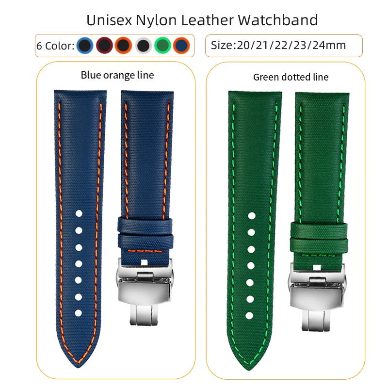 

Waterproof strap for Longines Citizen TAG Heuer Tissot Seiko Casio Omega Two-tone Nylon watchband 20 21 22 23 24mm watch belt