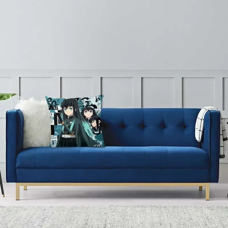 Muichiro Tokito Poster Pillow Case Home Decorative Anime Manga Demon Slayer Cushion Cover Throw Pillow for Car