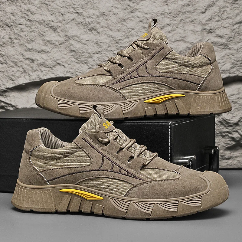 

Men's Shoes Anti Slip Autumn Platform Outdoor Comfortable Wear-resistant Work Shoes Lace Up Fashion Low Cut Casual Shoes 2025