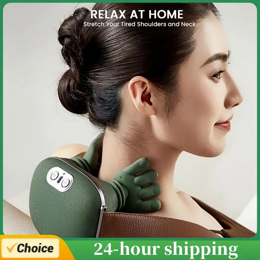 

Портативный массажер для плеч и шеи, электрический массажер для шеи, шейная подушка, горячий компресс, растягивающийся нагрев для шеи, массаж плеч
