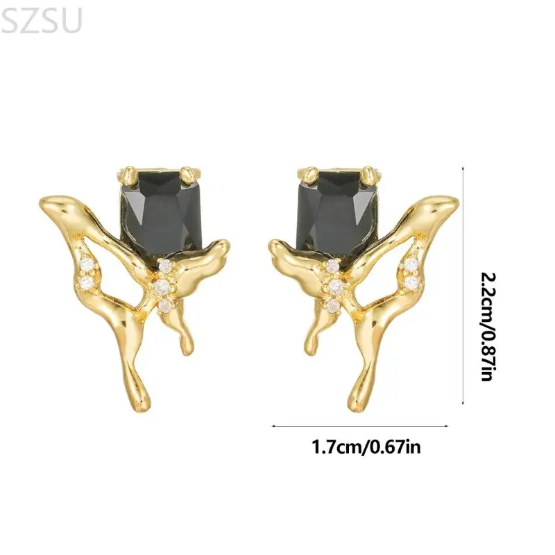 SZSU Black Zircons Ear Clips With Butterfly Detailing NonSlip Design for Freeclip1/2 Daily Activity view 6