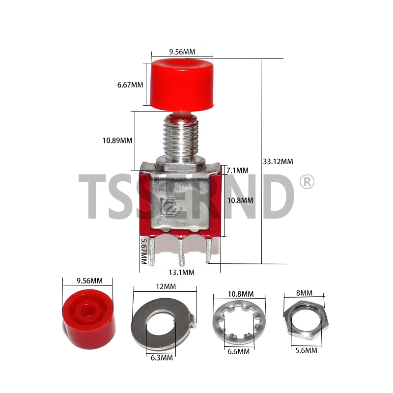 5PCS 3Pin C-NO-NC 6MM Mini Momentary Automatic return Push Button Switch ON-(ON) 2A 250VAC/5A 120VAC