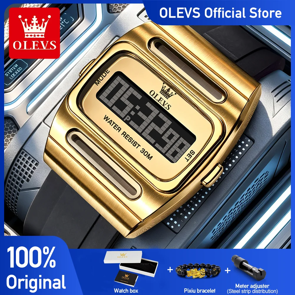 OLEVS 1125 Dual-Power Electronic Movement Watch HD Night Light Casual Street Style Silicone Watch Strap 30m Waterproof Watch