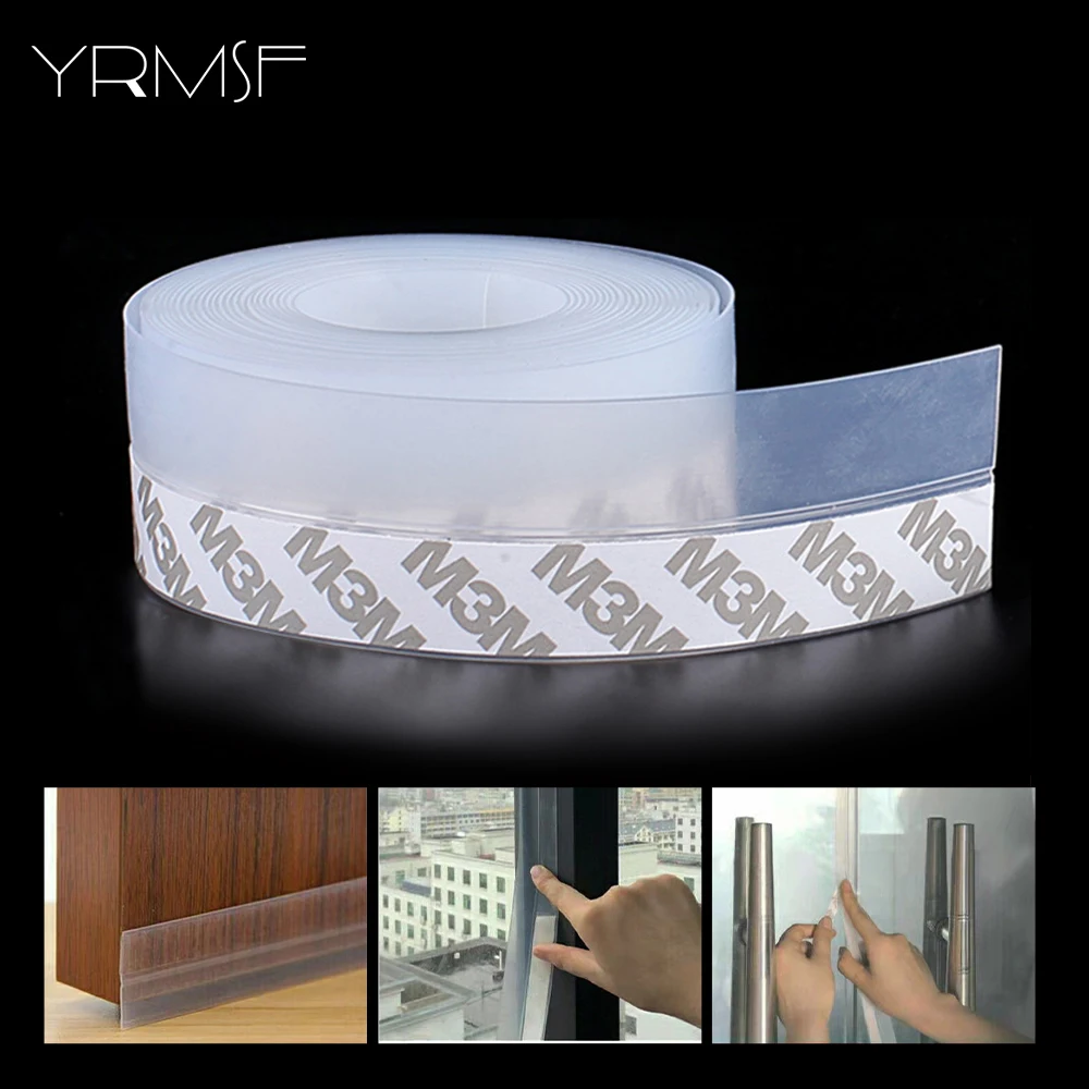 Window Weather Stripping Door Draft Blocker Silicone Shower Glass Gaps Side of Door Seal Strip Dust Insulation Noise Reduction