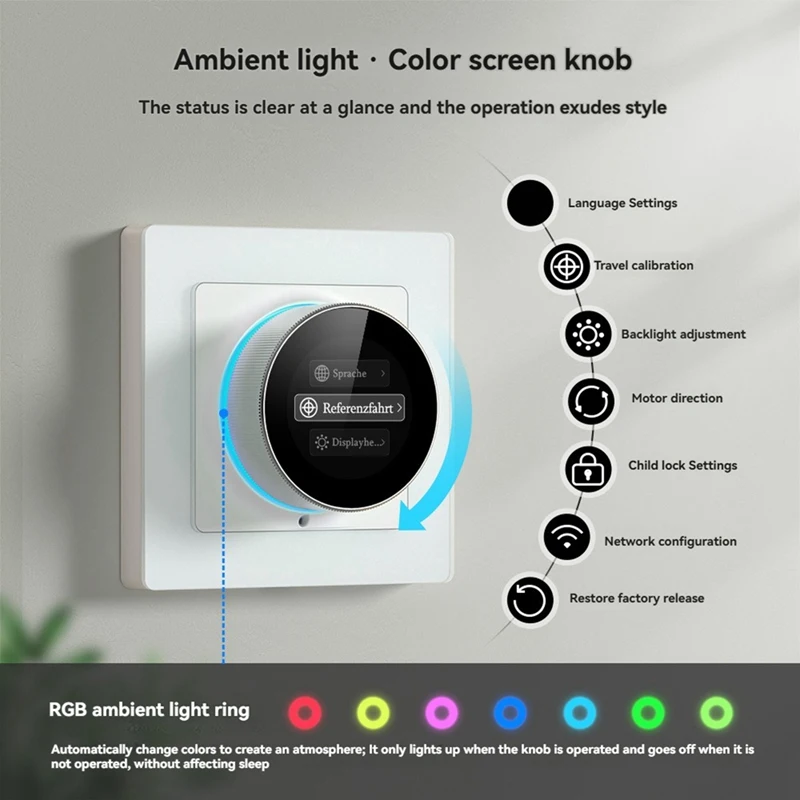 Super Sale Tuya WiFi Smart Knob Curtain Switch Percentage-Based Curtain Controller RGB Light Works with for Alexa Google Home