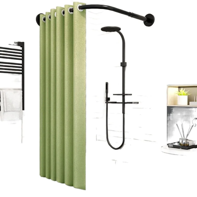 

Toilet curved shower curtain rod non-punching bathroom partition curtain waterproof and mildew-proof magnetic shower
