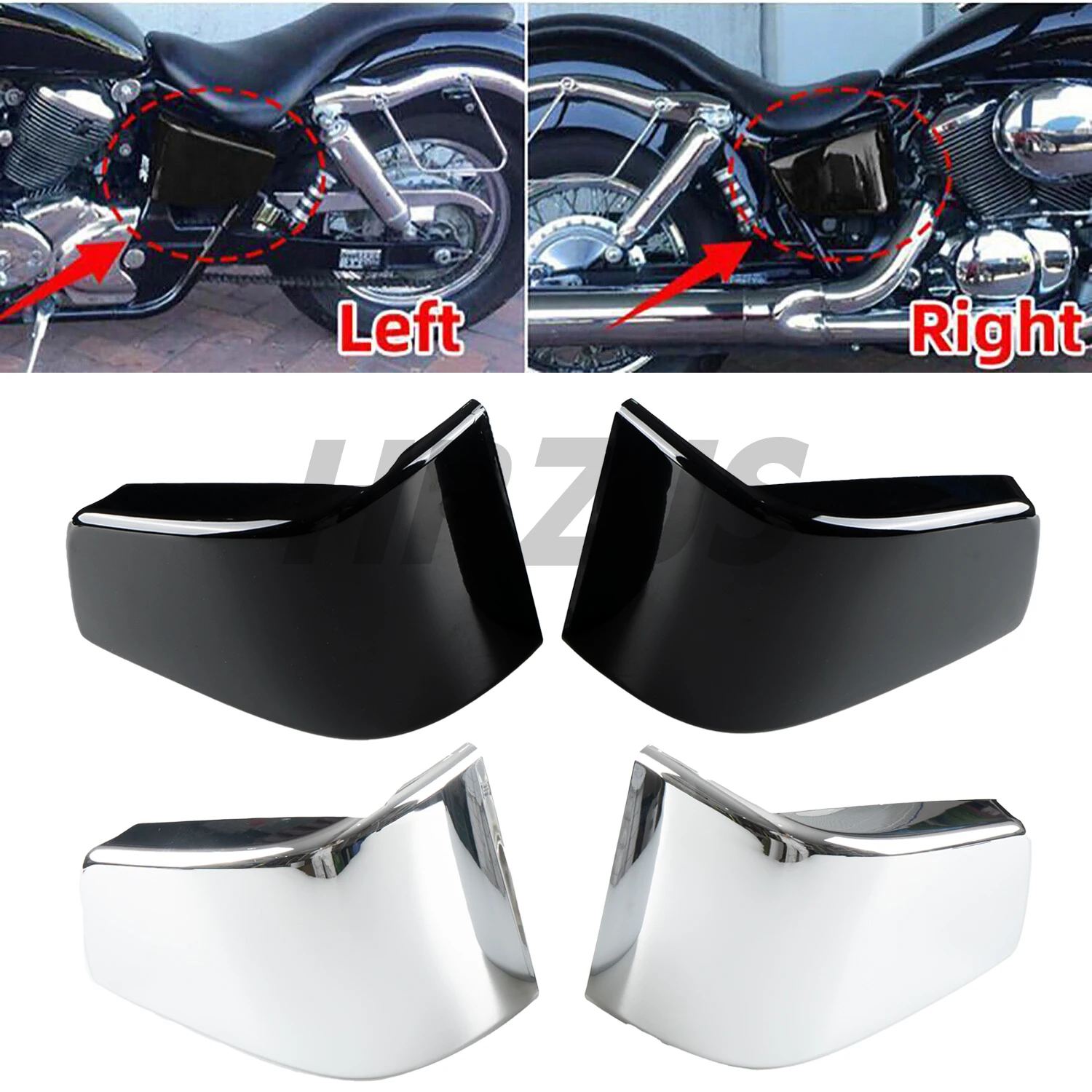 

Motorcycle Left Right Battery Side Fairing Covers For Honda Shadow ACE VT400 VT750 VT 400 750 1997-2003 ABS Plastic Black/Chrome