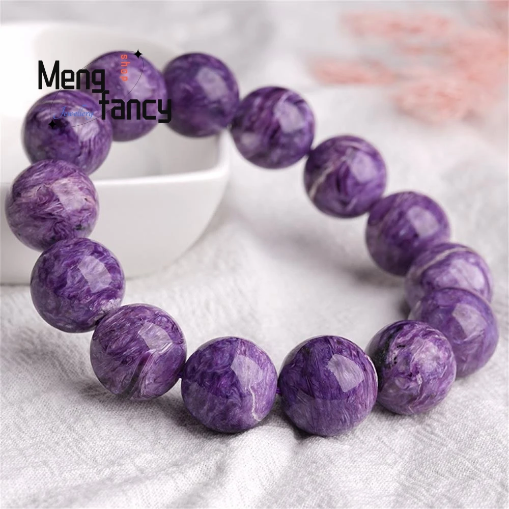 Gelang batu kecubung alami kristal Fashion gelang wanita simpel elegan kelas tinggi tali Charoite ungu kekaisaran perhiasan mewah Populer