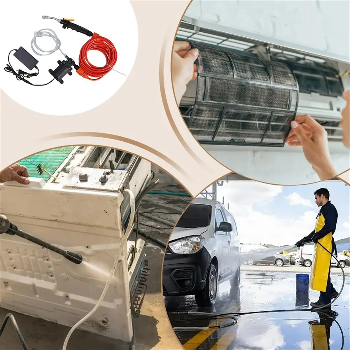 

Portable Power Washer Electric Portable Car Wash Tools for Shower Outdoor Road Conditioner Evaporator US Plug