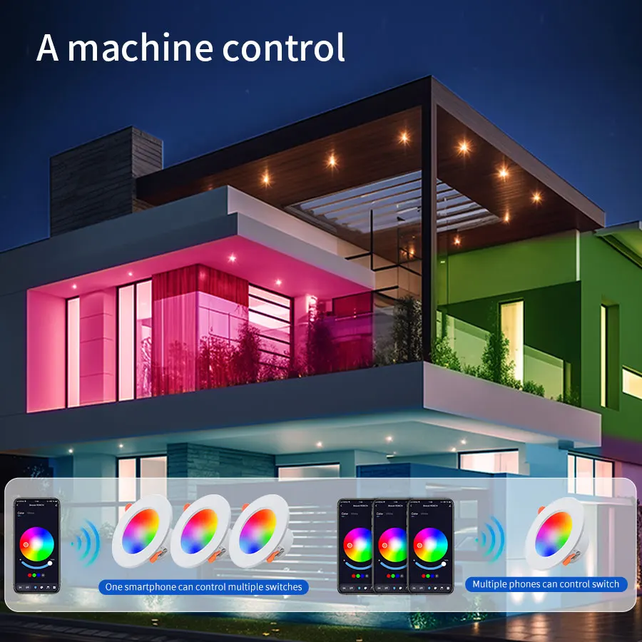 AC 85-265V 220V 10W Smart Bluetooth Downlight regulable RGBCW luz LED empotrable de techo Smart Life App Control decoración para sala de estar