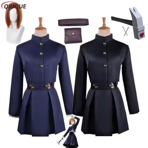 Kugisaki Nobara Cosplay Costume Wig Hammer Women Suit Anime Outfit Uniform with Bag Belt