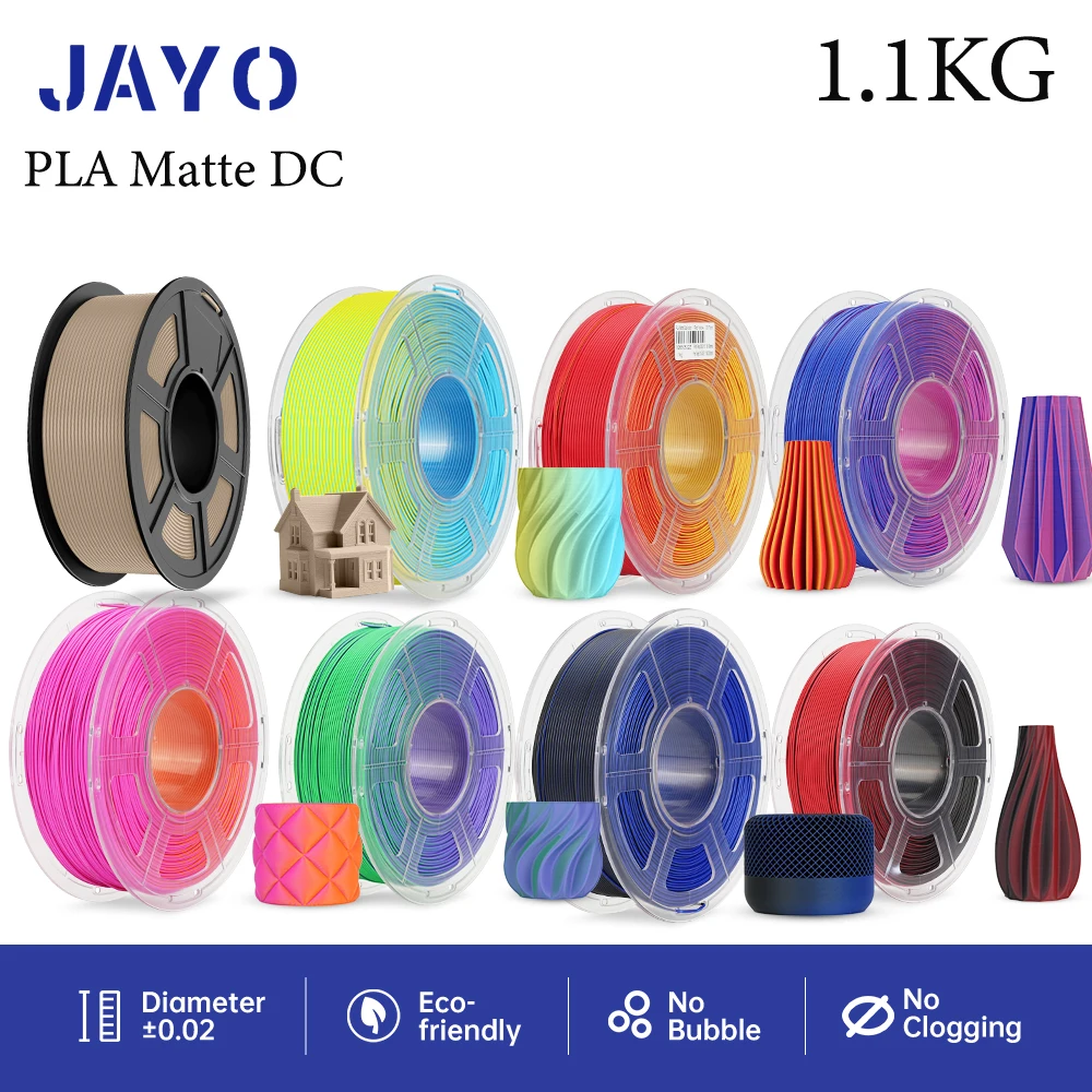 JAYO PLA matte DC 3D Printer Filament 1 Roll/1.1KG 1.75mm Filament Environmental Material For 100%No bubbel Printers