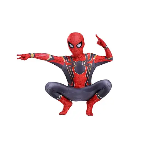 Child Spider-Man Cosplay Costumes Iron Spider Bodysuit Kids Tights Zentai Costume Superhero Fancy Dress Halloween Party Dress-up