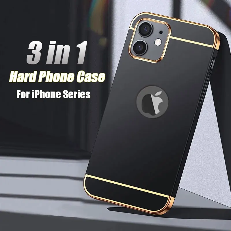 Luxury Hard Case for iPhone 11 12 13 14 Pro mini X Back Cover Xs Max XR Removable 3 in 1 Fundas Case for iPhone 8 7 Plus Bag