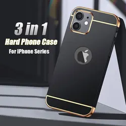 Luxury Hard Case for iPhone 11 12 13 14 Pro mini X Back Cover Xs Max XR Removable 3 in 1 Fundas Case for iPhone 8 7 Plus Bag