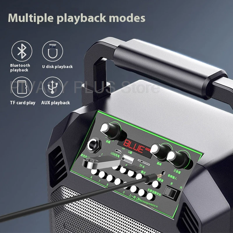 300W piek Bluetooth-luidspreker Draagbare draadloze handbediende klankkast met microfoon 6-8H afspeeltijd Audio FM-radio voor buitenkaraoke