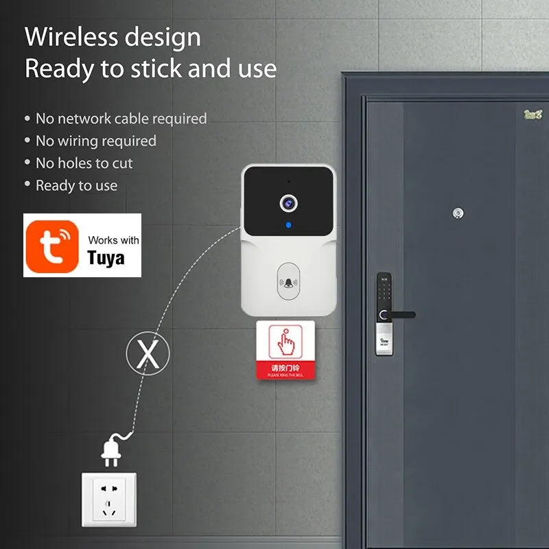 Tuya WiFi Doorbell Camera Waterproof HD PIR Motion Detection IR Alarm Security Door Bell With Camera Night Vision