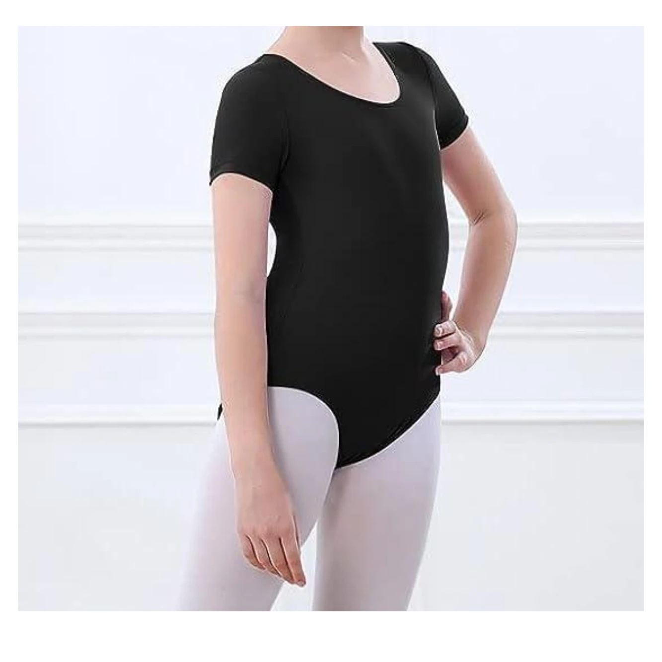 

SPEERISE Girls Toddler Short Sleeve Ballet Leotards with Hair Scrunchie Kids Gymnastics Bow Back Dance Bodysuits Stage Costumes