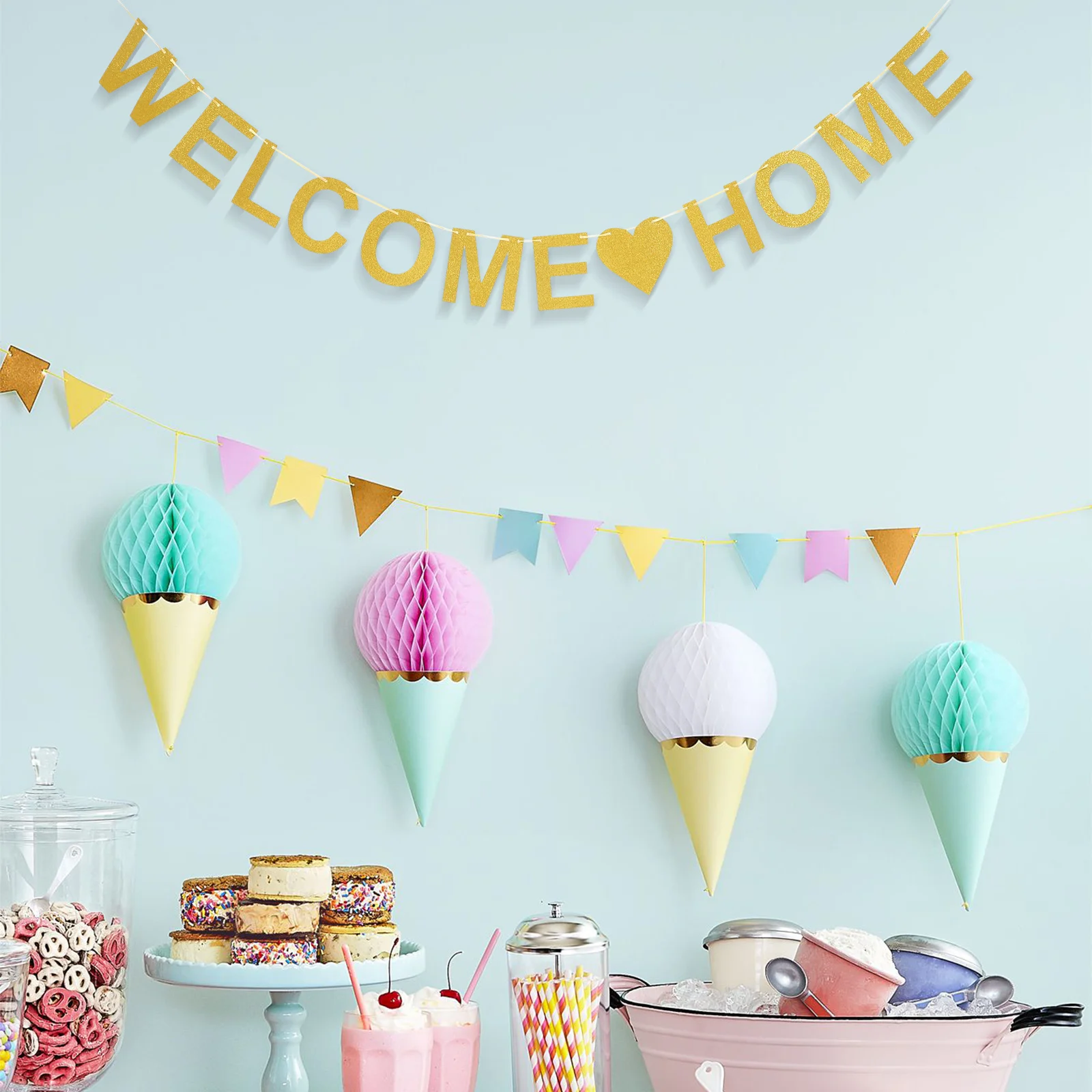 

1 Set Welcome Home Banner For Party Home Door Wall Outdoor Decoration Back-To-Home Supplies Hanging Ornaments Party Banners