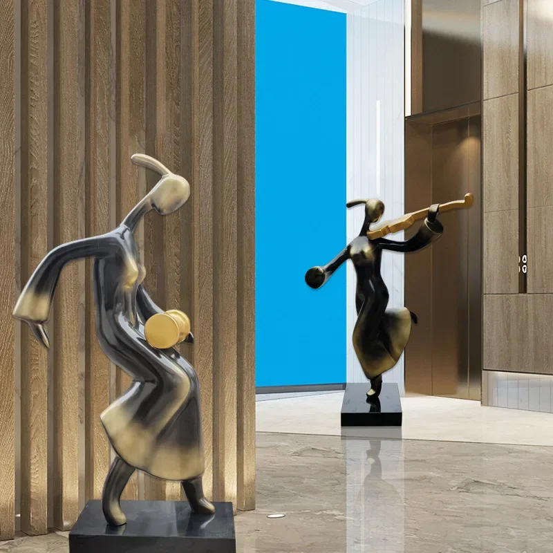 TAO Abstract FRP imitation copper welcome figure sculpture music sketch art ornament