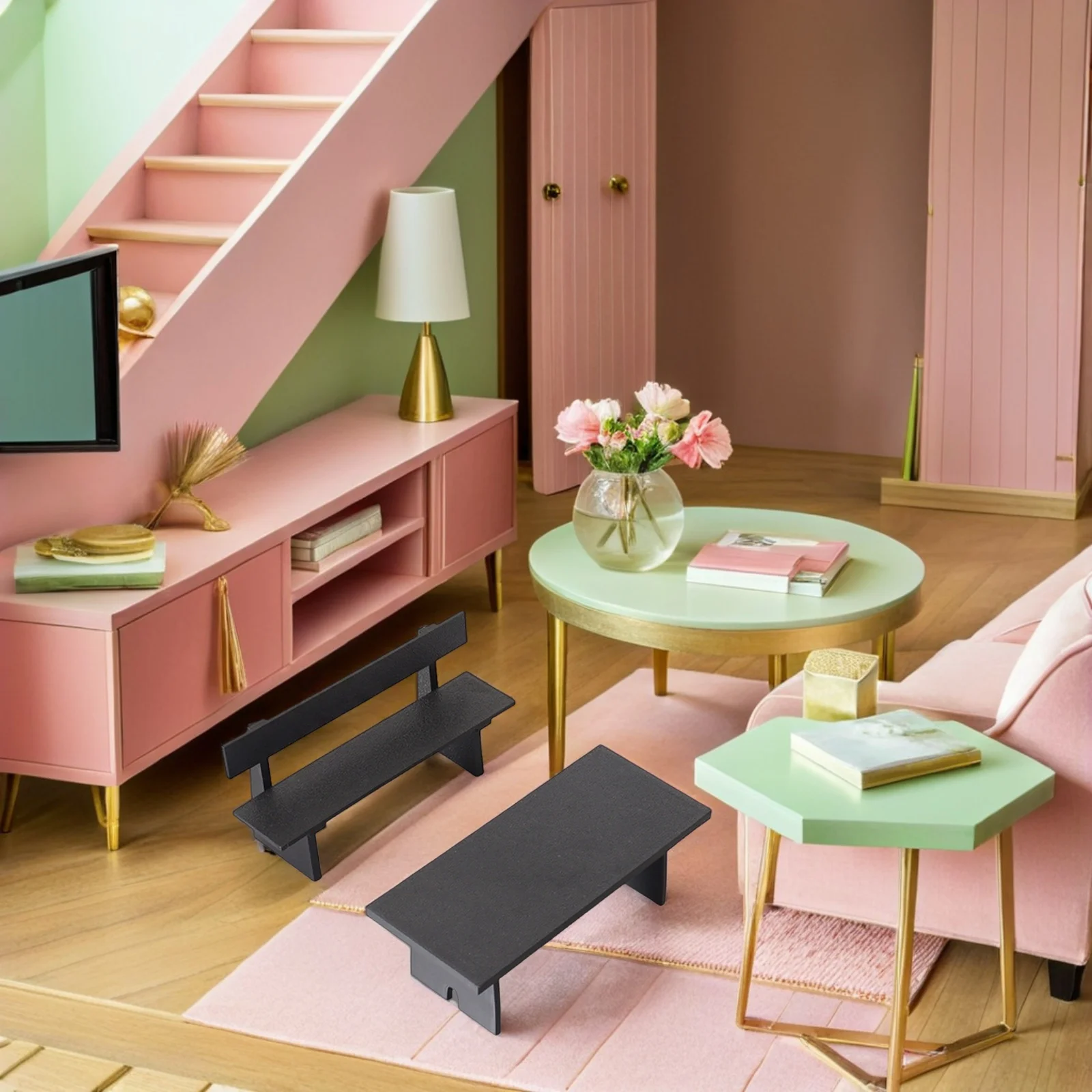 3-delige miniatuur tafel stoel bank set ingewikkelde ontwerp klein meubilair poppenhuis eetkamer scène tuinornamenten klein meubilair