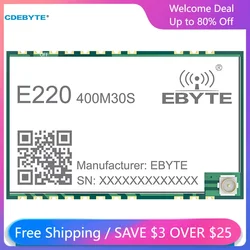 Módulo RF sem fio LoRa WAN, IPEX Stamp Hole, Transmissor SMD, Long Range IoT Mini, E220-400M30S LLCC68, 433MHz, 470MHz, SPI, 10km, 30dBm