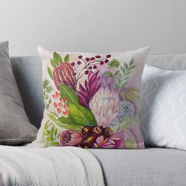 

Australian Native Flower Printing Throw Pillow Cover Fashion Decor Waist Cushion Square Comfort Pillows not include One Side