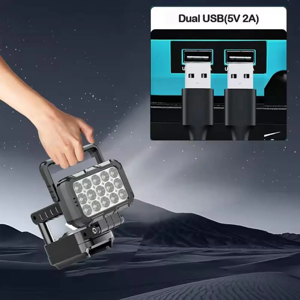 45W 3 Inch 15 Lamp Beads Dual USB Hand Held Lithium Battery Work Lighting, Outdoor Maintenance Light For Makita