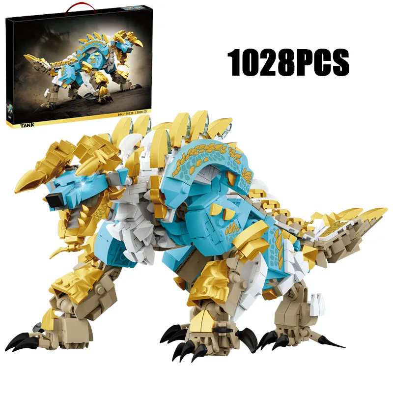 

1028PCS Creative Moonlit Thunder Zinogre Model Building Blocks Desktop Ornament Construction Bricks Toy Gift For Family