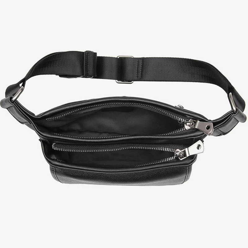 Riñonera multifunción de lujo para hombre, bolso de cintura de cuero Real para deportes al aire libre, bandolera para el pecho, informal, nuevo