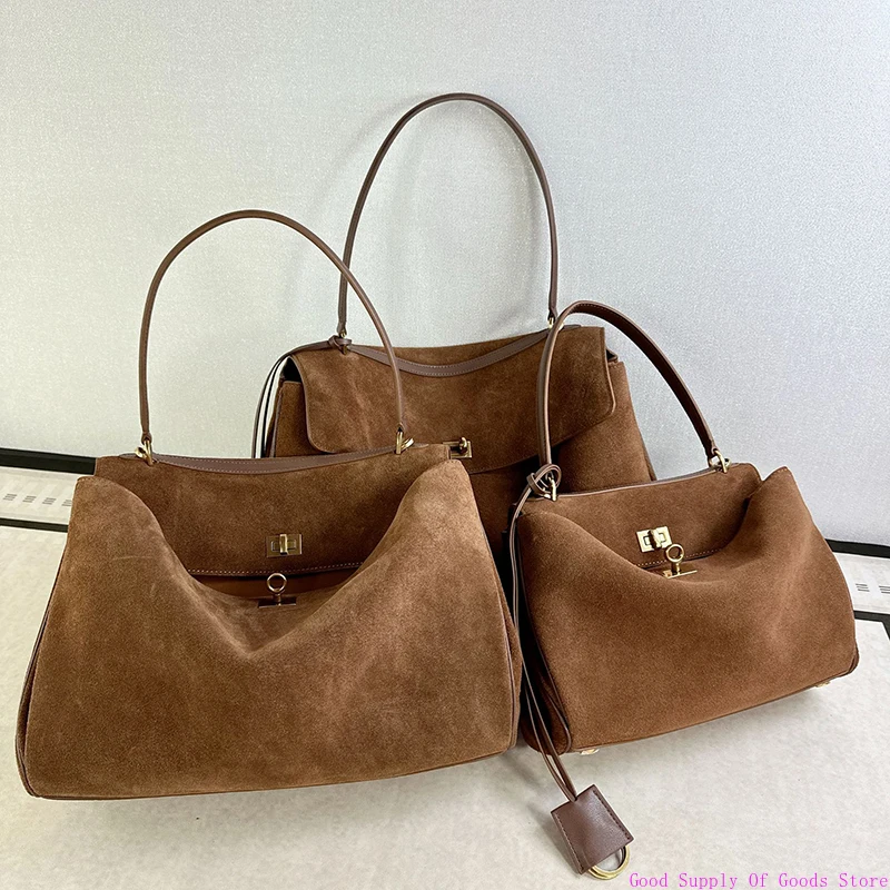 Зима 2025 года, новые женские сумки Rodeo, замшевые женские сумки из воловьей кожи, роскошные брендовые модные сумки на плечо с золотой пряжкой, женская трендовая сумка