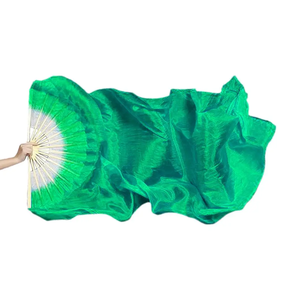 120cm Length Dancing Fan Women Belly Gradient Color Dancer Practice Long Imitation Dance Props Silk Fans