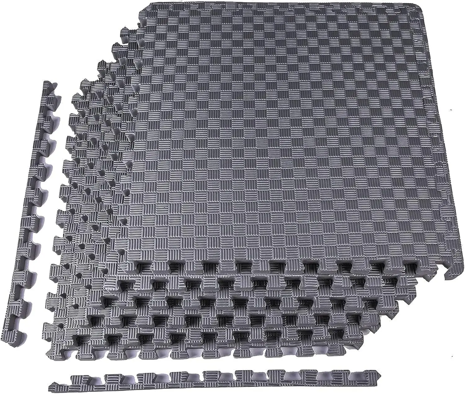 

6 Piece Foam Floor Mat Puzzle Tiles, 1 Inch Thick, 24 Sq Ft, Grey