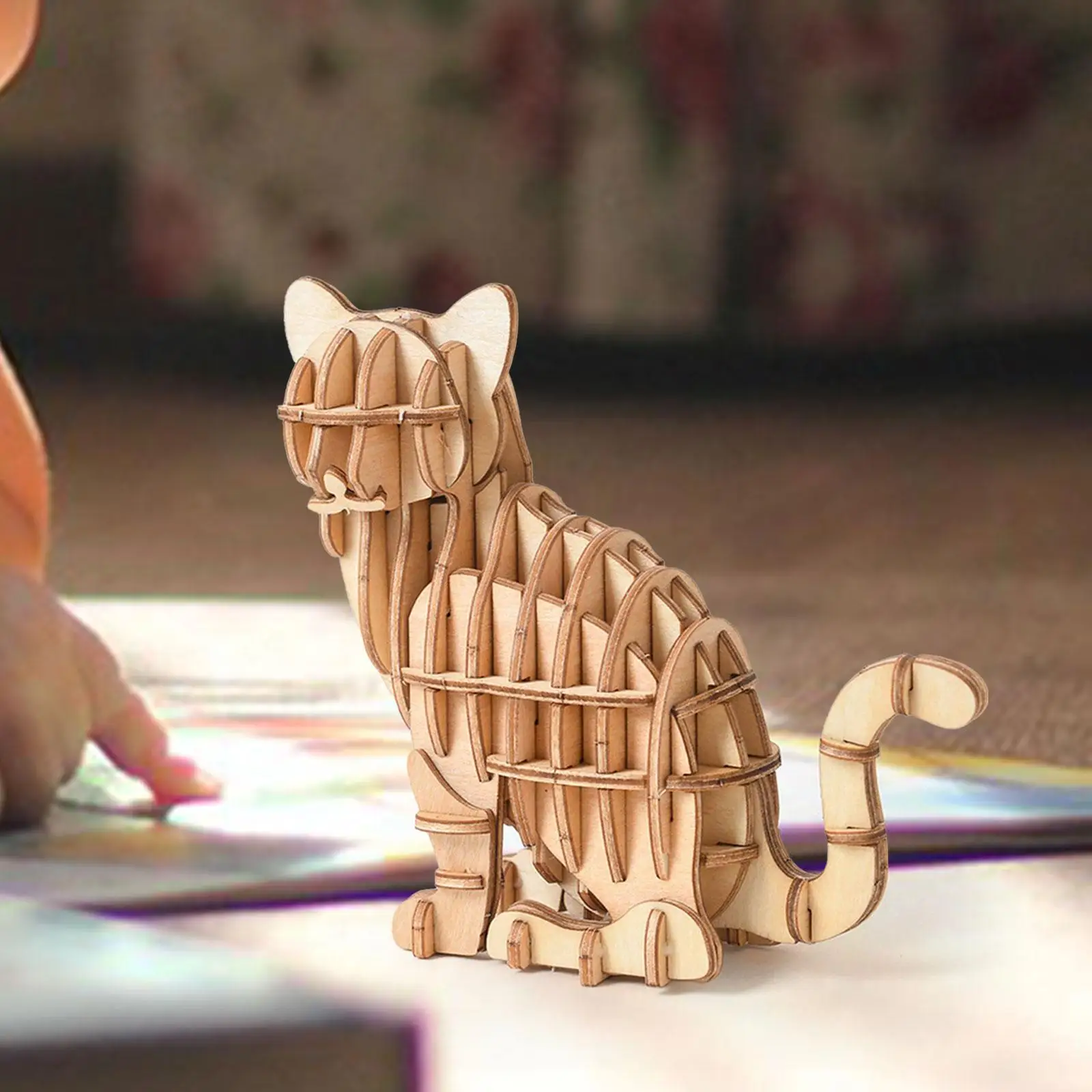 

Wooden 3D Cat Puzzle Fine Motor Skills Pet Animal Parent Child Interactive Toy Handmade Develop Portable Shape Puzzle Puzzle Toy