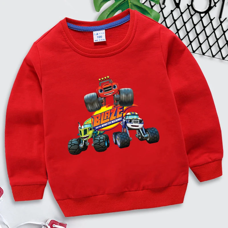 Blaze and the Monster Machines Kids Sweatshirt Autumn Children Cartoon Long Sleeve Tops Boys Fashion Hoodie Girl Casual Clothes