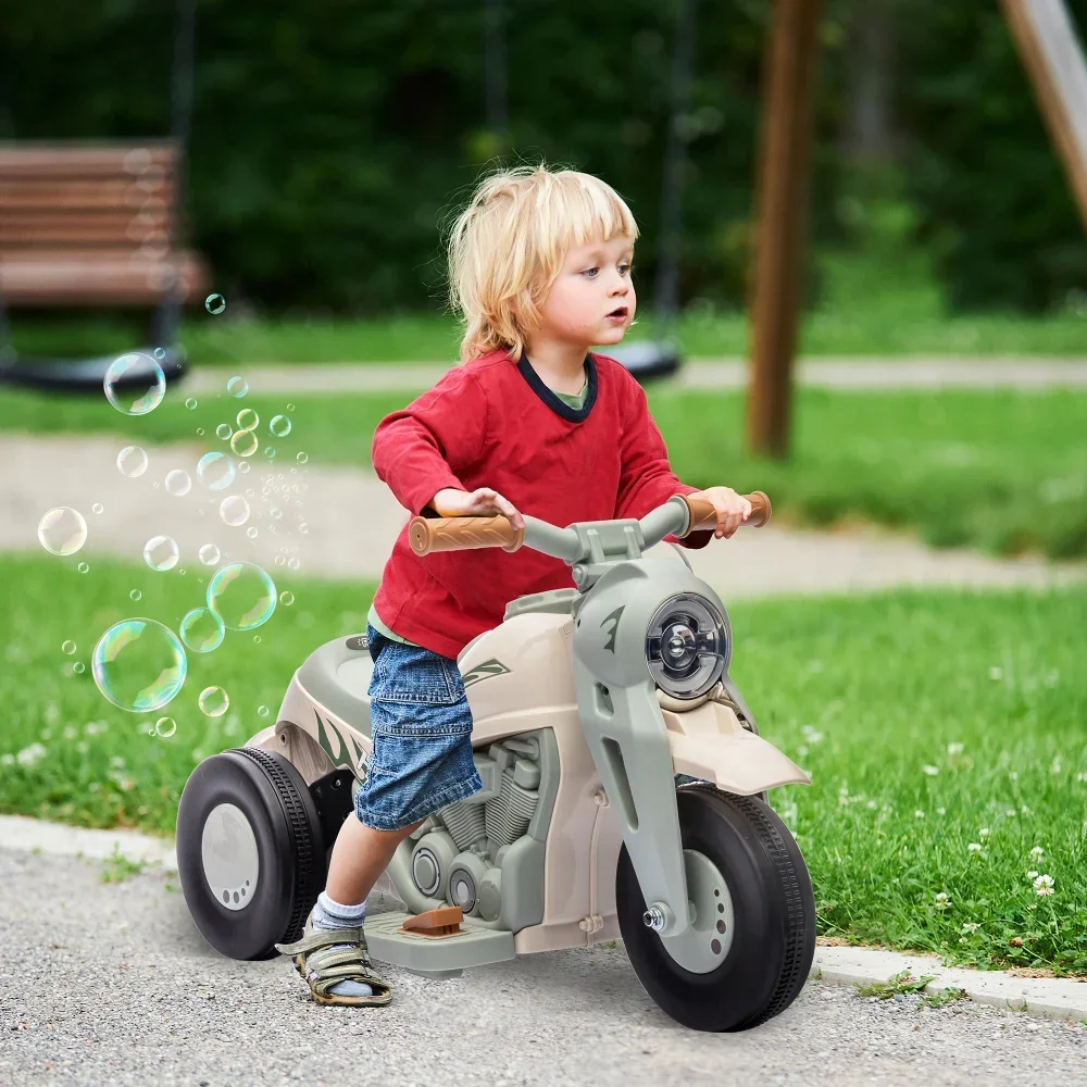 6V Kids Motorcycle Bubble Car 3 Wheel Electric Ride On Toy Kid Motorcycle With LED Headlight Music Forward Reverse For Toddlers
