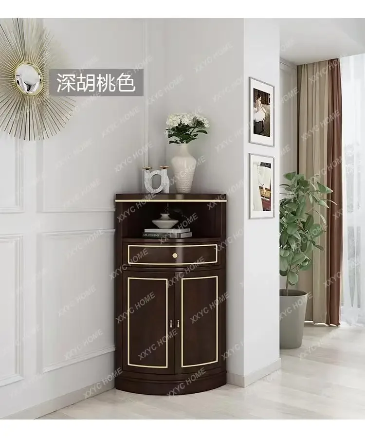 ZZ light luxury corner cabinet premium gray simple storage solid wood high corner cabinet