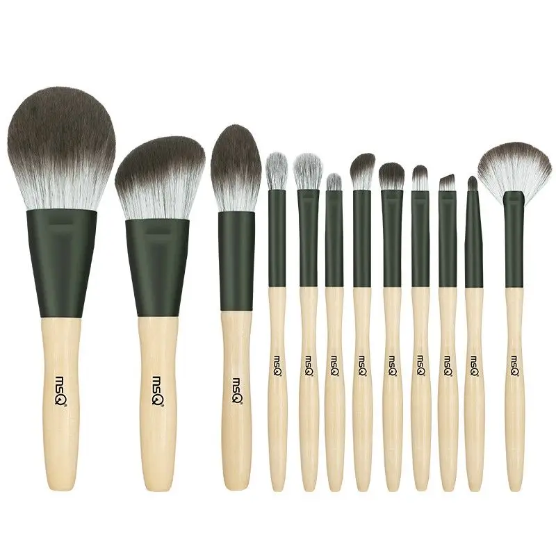 

Msq/meisikou, 12 шт., профессиональные кисти для макияжа из зеленого стекла, ультрамягкая щетина, оригинальный полный набор кистей для теней для век
