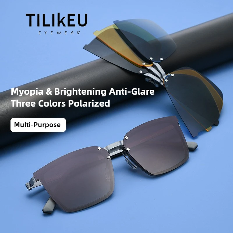 5 Lens Magnetic Eyeglasses Frame 2025 Denmark Screwless Pure Titanium Magnetic Sunglasses for Men Driving Polarized Sunglasses