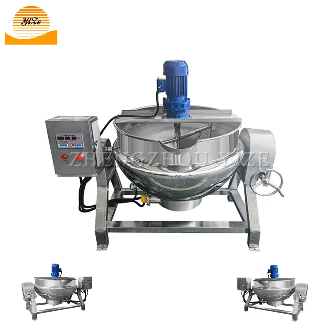 500 liter electric steam jacketed cooking kettle industrial gas jam cooking pot with mixer