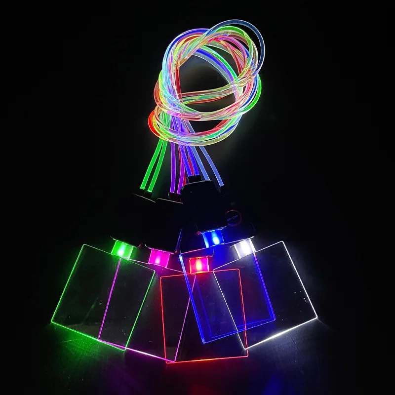 Customized-Border New LED Acrylic Light-Up Full Body Light-Up TPU Light-Guiding Work Exhibition Light-Up Lanyard